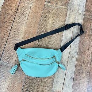 Claire's Pastel Turquoise Belt Bag Fanny Pack Tassel Retro Y2K Western